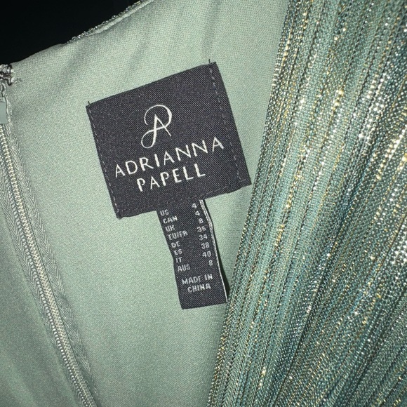 Adrianna Papell Shimmering Olive Long Sleeve Dress - Picture 3 of 7